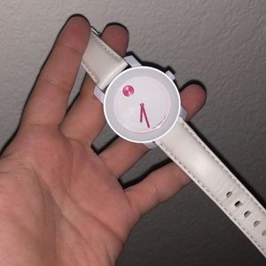 White and pink movado watch